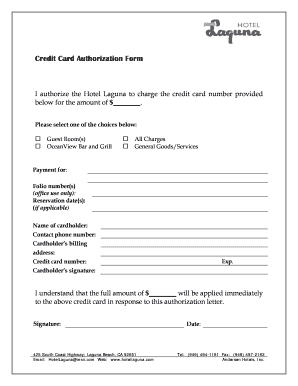 Credit Card Authorization Form