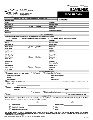Credit Union Account Application Form