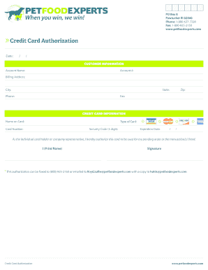 Credit Card Authorization Form