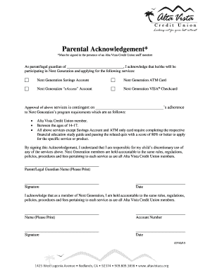 Parental Acknowledgement for Next Generation Services