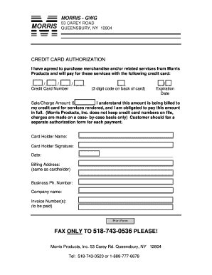 Credit Card Authorization Form