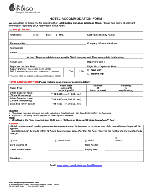 Hotel Accommodation Form