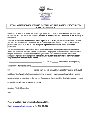 Medical Authorization to Return to Play After Concussion
