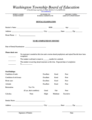 Dental Examination Form