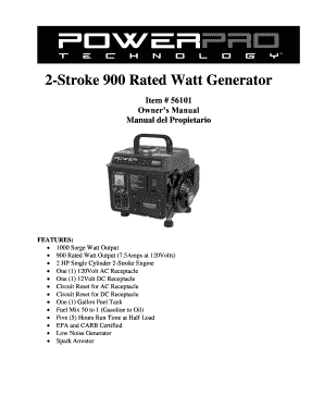 2-Stroke 900 Watt Generator Owner's Manual