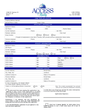 Long Term Rental Application