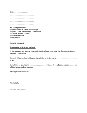 Guyana Land Lease Expression of Interest