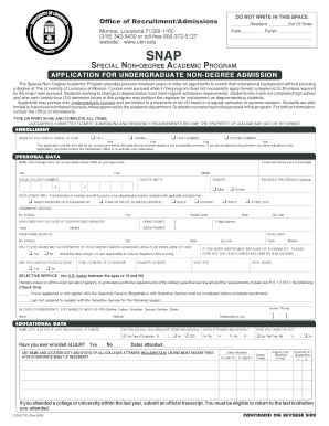 Special Non-Degree Academic Program Application