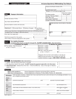 Arizona Quarterly Withholding Tax Return