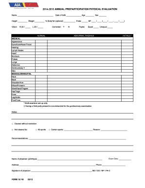 Arizona Interscholastic Association Annual Preparticipation Physical Evaluation