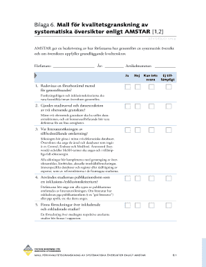 AMSTAR Systematic Review Quality Assessment Form