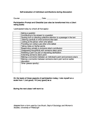 Self-Evaluation of Class Participation