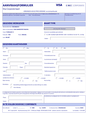 AANVRAAGFORMULIER Visa Corporate kaart
