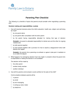 Parenting Plan Checklist