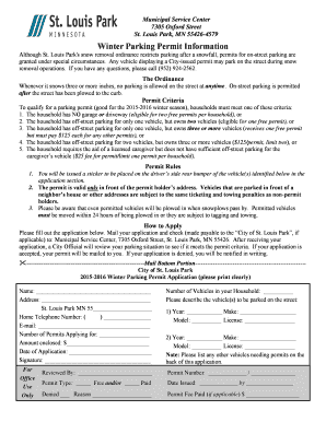 St. Louis Park Winter Parking Permit Application