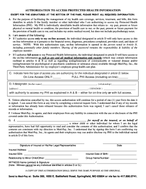 Authorization to Access Protected Health Information