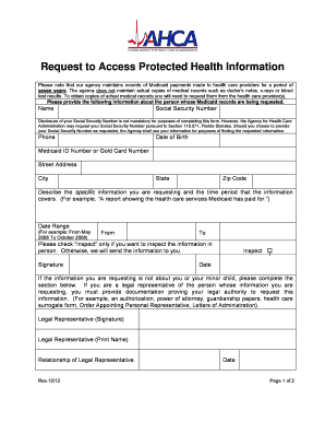 Request to Access Protected Health Information
