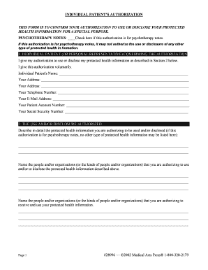 Individual Patient Authorization Form