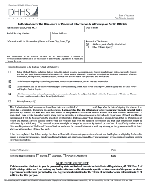 Authorization for Disclosure of Protected Information