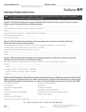 Health Information Authorization Form