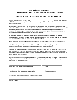 Consent to Use and Disclose Health Information