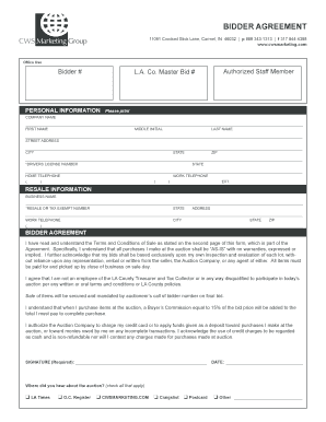 Bidder Agreement