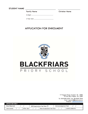 Student Enrolment Application Form