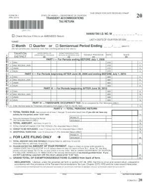 Hawaii Transient Accommodations Tax Return Form TA-1
