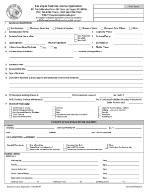 Las Vegas Business License Application