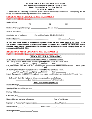 Scholarship Payment Verification Form