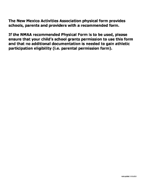 New Mexico Activities Association Physical Form