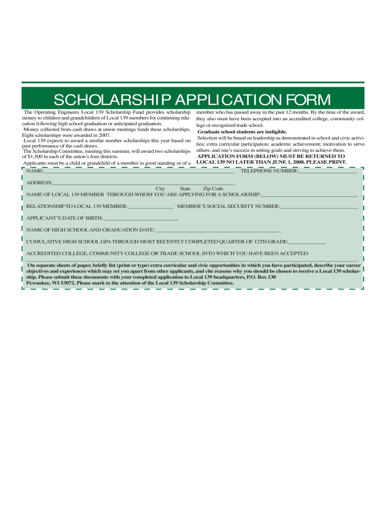 139 scholarship application Preview on Page 1