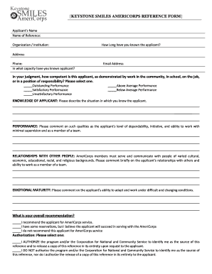 AmeriCorps Reference Form