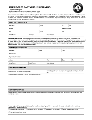 AmeriCorps Applicant Reference Form