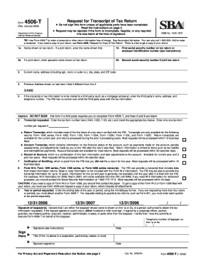 Form 4506-T Request for Transcript of Tax Return