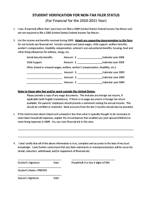 Student Verification for Non-Tax Filer Status