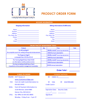 Product Order Form