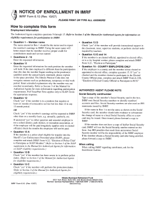 IMRF Notice of Enrollment Form
