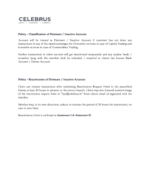 Reactivation of Dormant Trading Account