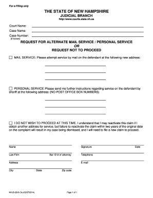 New Hampshire Request for Alternate Mail Service