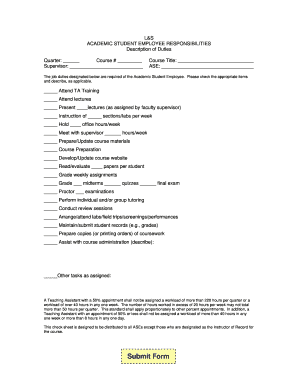 Academic Student Employee Responsibilities Form