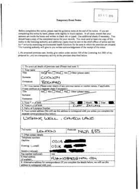 Temporary Event Notice Form