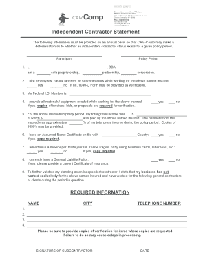 Independent Contractor Status Verification Form