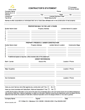 Contractor's Statement Form