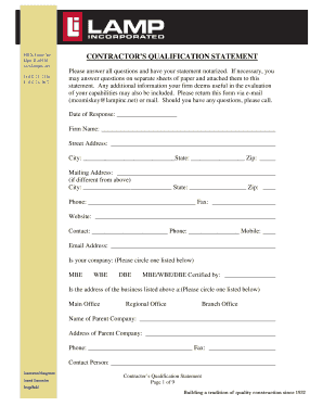 Contractor's Qualification Statement