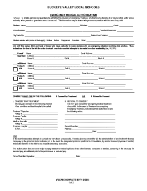 Emergency Medical Authorization Form