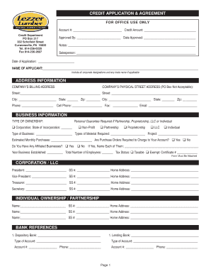 Credit Application and Agreement