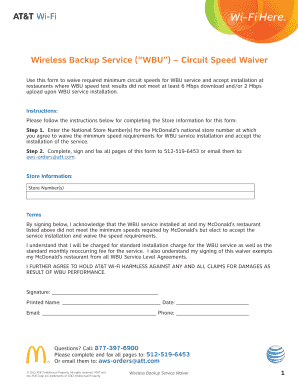 Wireless Backup Service Circuit Speed Waiver