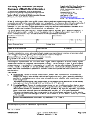 Wisconsin Worker's Compensation Medical Release Form