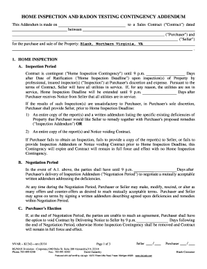Home Inspection and Radon Testing Contingency Addendum